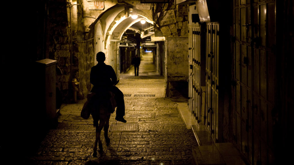 Bethlehem streets after dark.