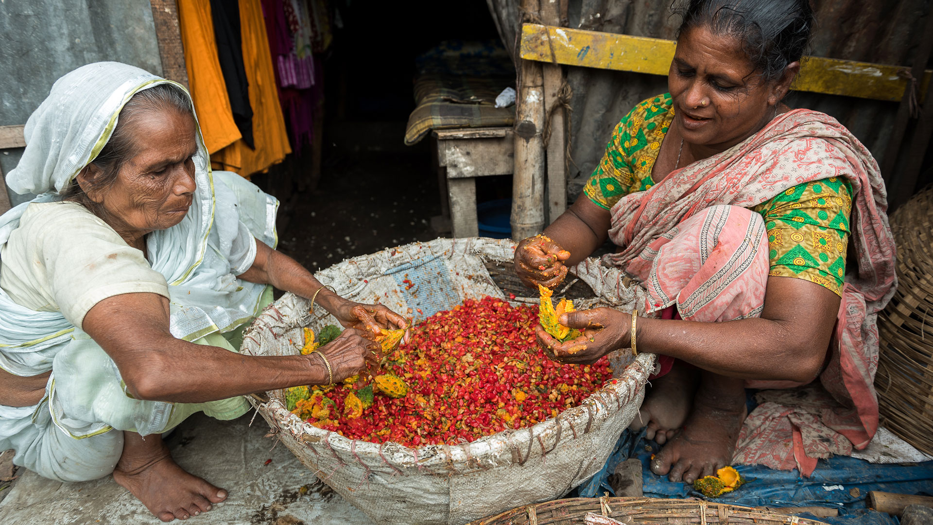 Bangladeshi women prepare a meal