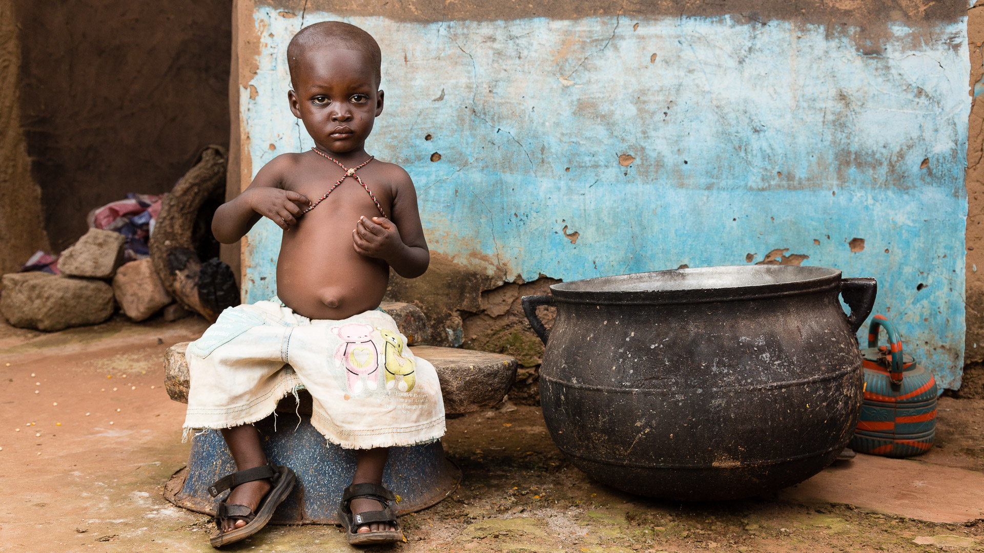 A toddler in West Africa wears magical threads.