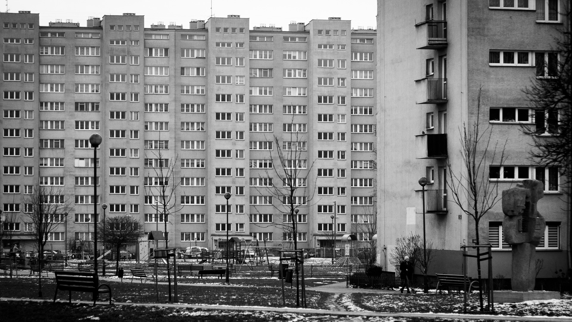 Apartment blocks in Nowa Huta were built in the Soviet era. 