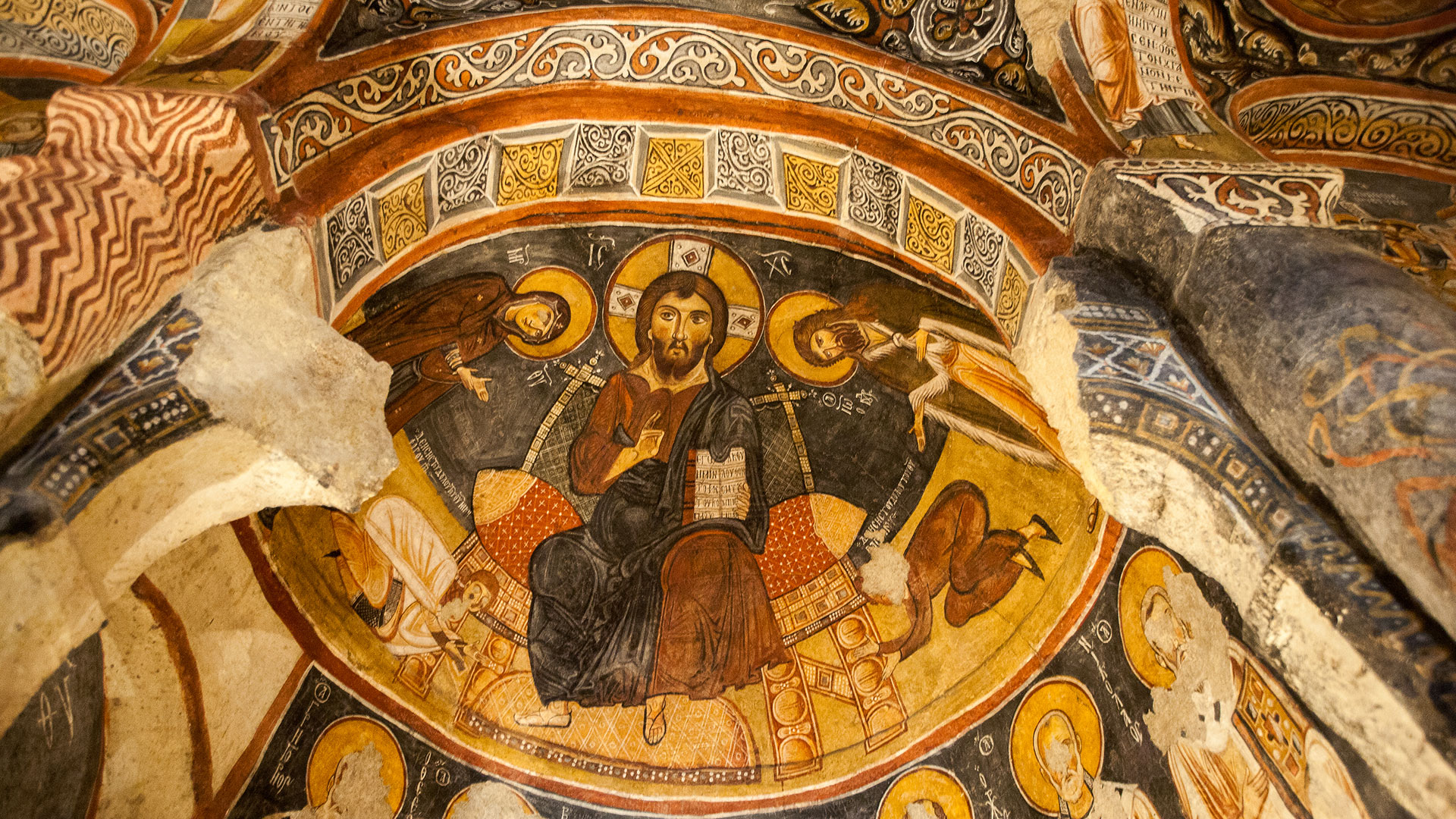 Fresco of Christ enthroned.