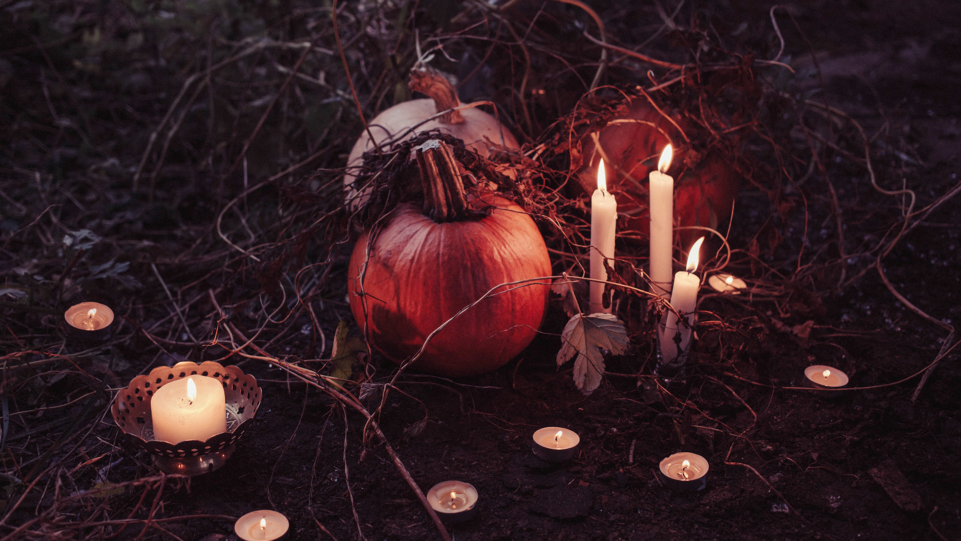 Halloween pumpkins and candles