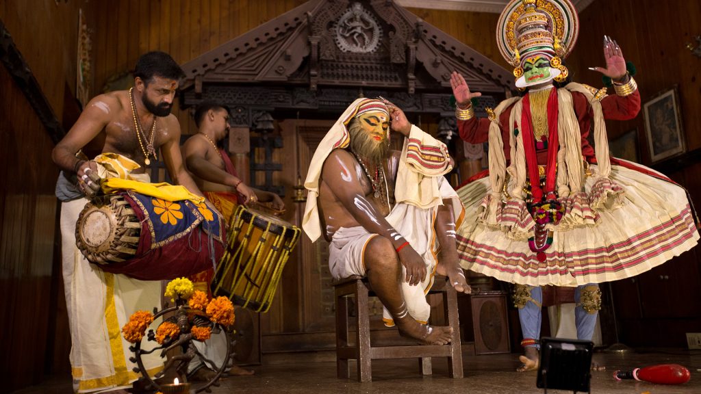 Kathakali use facial and body movements to tell the story.