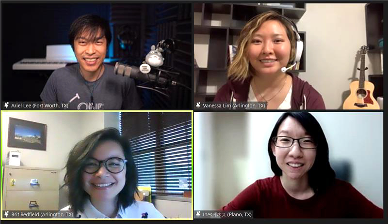 Founders of Mobilize Japan, (clockwise from top left) Ariel Lee, Vanessa Lim, Ines Chien and Brit Redfield meet via ZOOM to discuss plans for the virtual mission trip they planned and coordinated. The founders are all alumni of Southwestern Baptist Theological Seminary. 