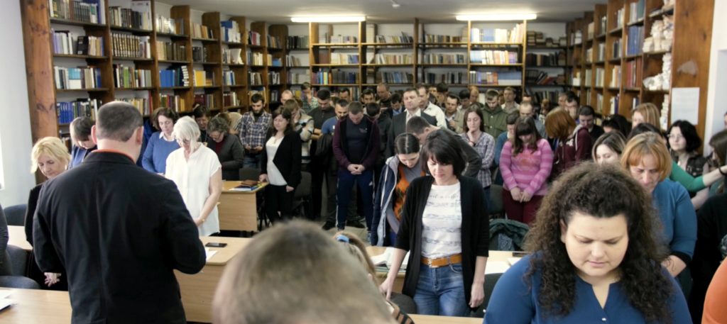 Back in 2019, students crowded into the library of Ukrainian Baptist Theological Seminary for a class. Today, this same room is filled with mattresses and anything those displaced by war could manage to salvage and grab. The seminary welcomed their fellow countrymen with open arms. The students, faculty and staff now man what has become an important humanitarian hub in Lviv. Screengrab
